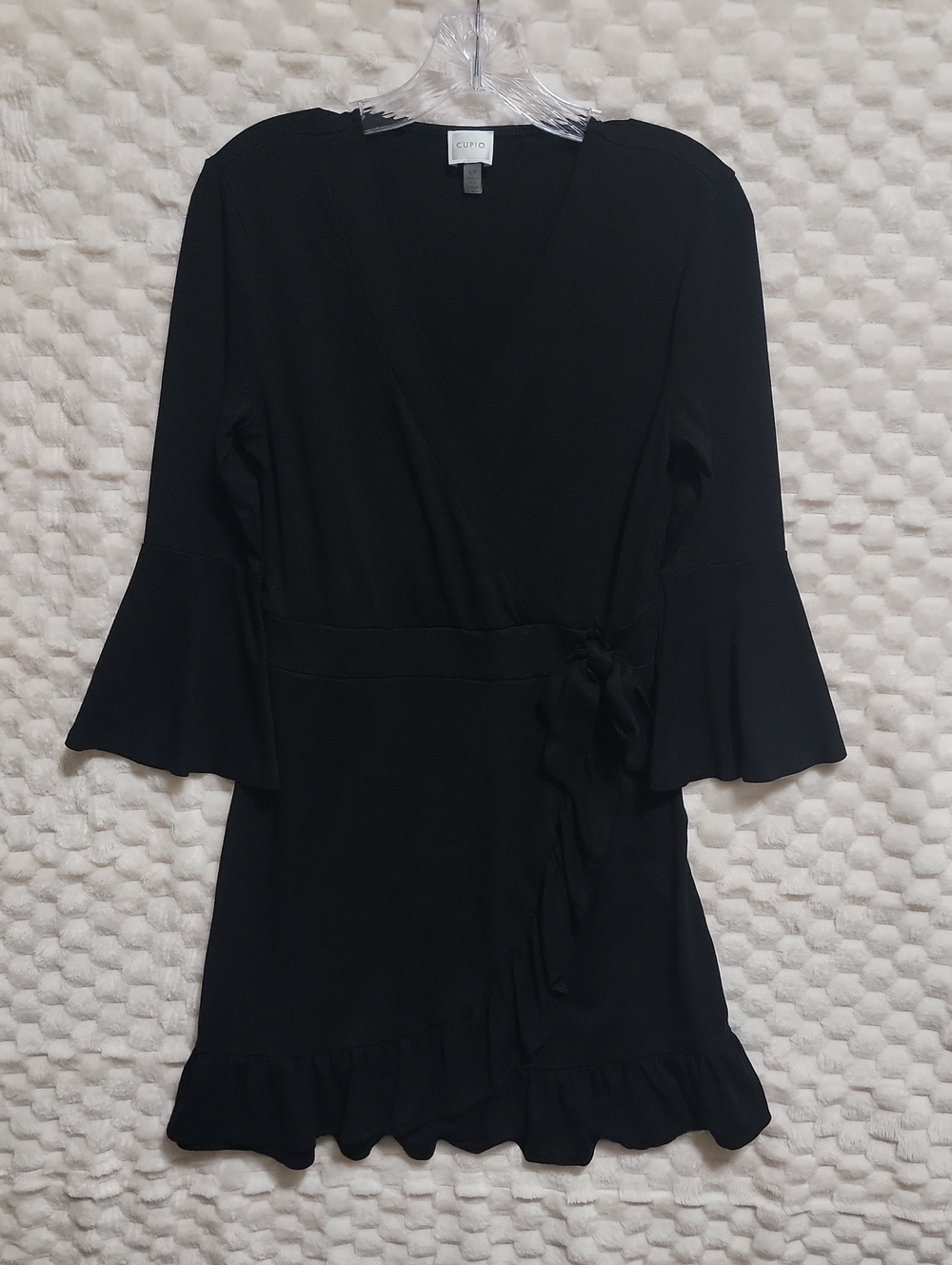 Size S Black Ruffle Hem Wrap Dress